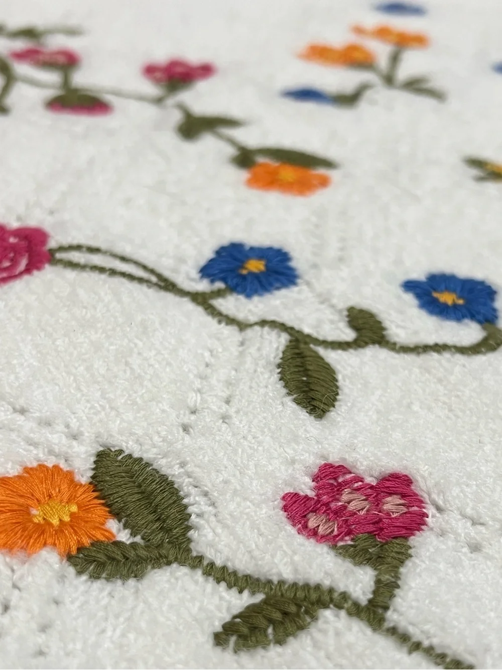 Francesca's White Floral Embroidered Pointelle Knit Mock Neck Sweater Sz Medium